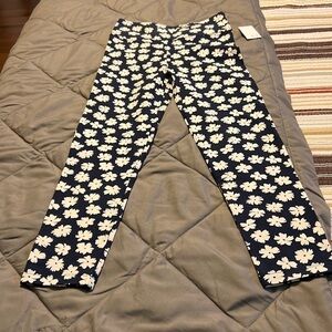 J. CREW Navy Blue leggings with white flowers, Sz. XS EUC